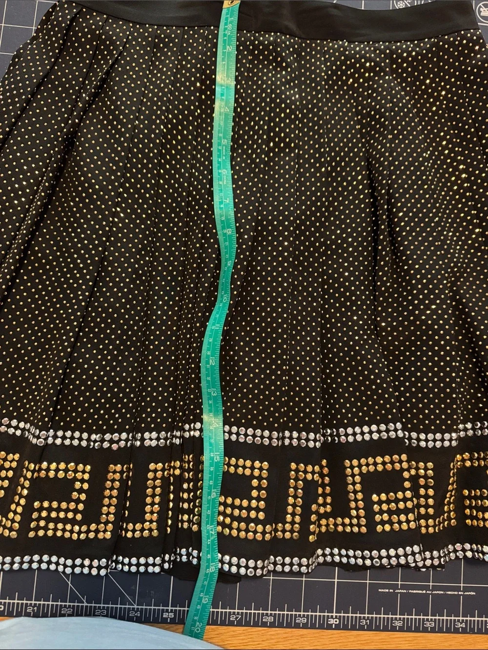 Versace x H&M collab  Black pleated skirt with Gold Geometric Trim